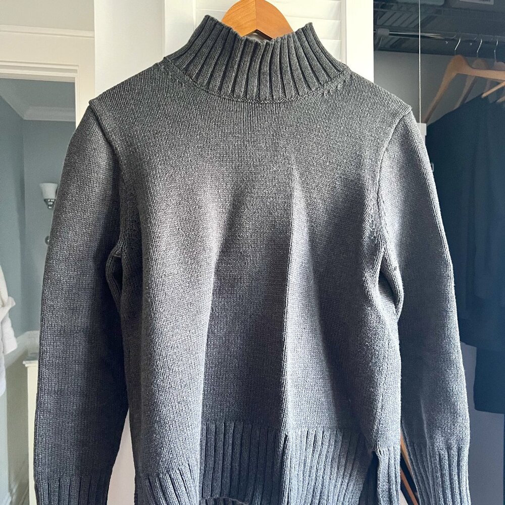 J Crew Cotton Charcoal Gray Turtleneck Sweater Size M